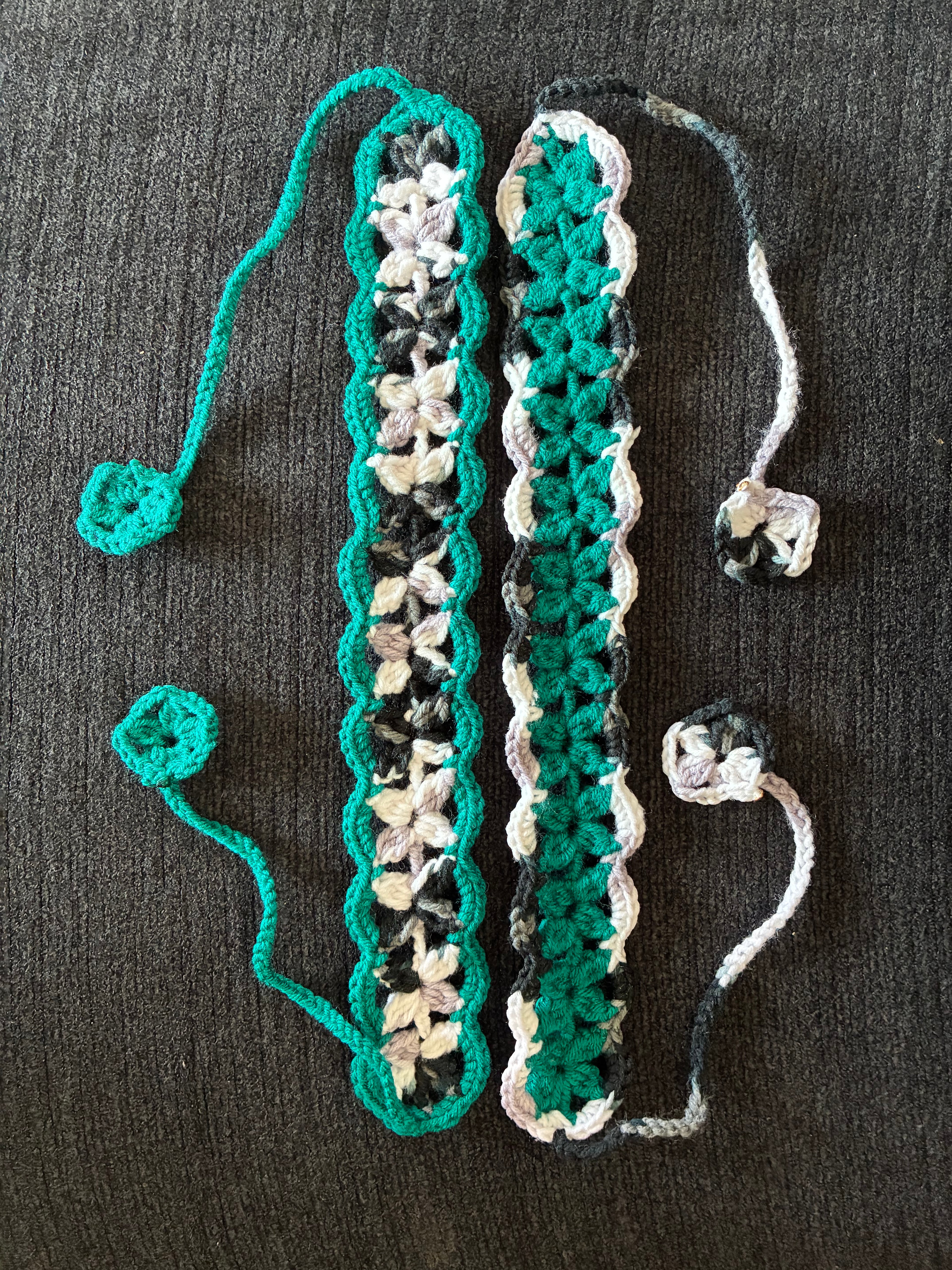 Turquoise & Black/White Variegated Headband Set