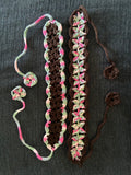 Brown & Pink/Green Variegated Headband Set